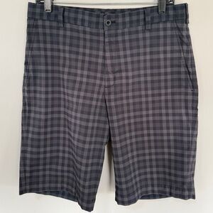 Nike Golf Men's Gray Plaid Flat Front Performance Shorts Dri-Fit Stretch 32